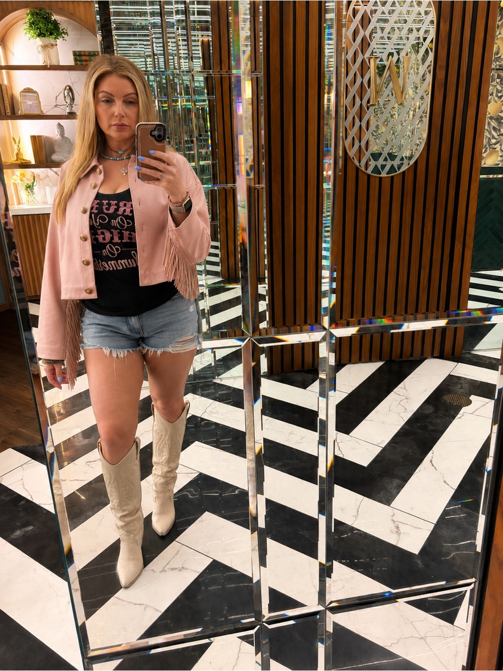 Kittenish Blush Pink Fringe Crop Jacket